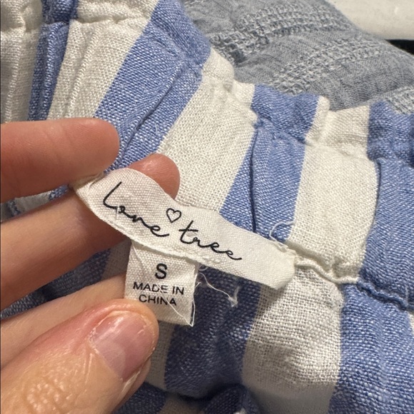 Beachy Casual Linen Striped Blue and White Button-Front Skirt - Picture 9 of 13